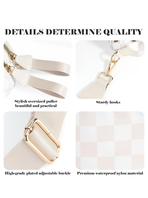 Black and White Checkered Crossbody Bum Bag for Women,Spacious Checkered Purse Fanny Packs Belt Bag Sling Bag with Shoulder Strap (Beige Checkered)