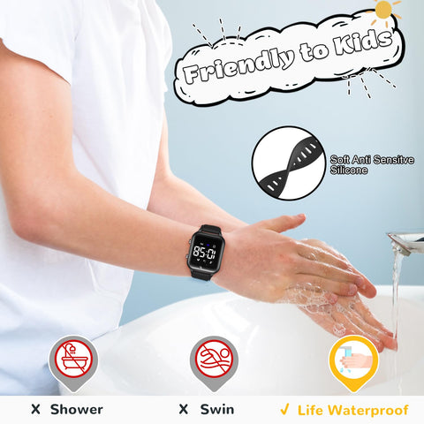 L LAVAREDO Waterproof Kids Digital Watches for Boys Girls,Sport Watch with Pedometer Stopwatch Vibration Alarm for Ages 5-13,No App Fitness Tracker Watch for Kids Teens Birthday
