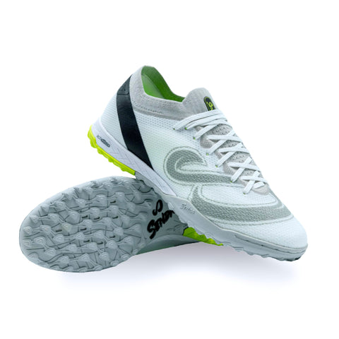 SENDA Pampa Pro Turf Soccer Shoes, Men's Size 13 / Women's Size 14, White/Grey/Lime