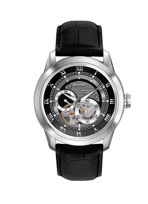 Bulova Men's 42mm Automatic Watch with 24-Hour Sub Dial, Exhibition Caseback, Luminous Hands Bulova