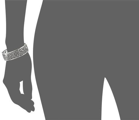Amazon Essentials Sterling Silver Oxidized Filigree Cuff Bracelet, 6.5" (previously Amazon Collection) Amazon Essentials