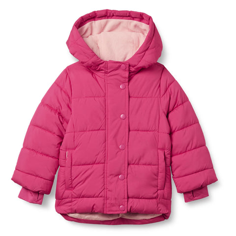 Amazon Essentials Girls' Heavyweight Hooded Puffer Coat, Water-Resistant, Pink, Small