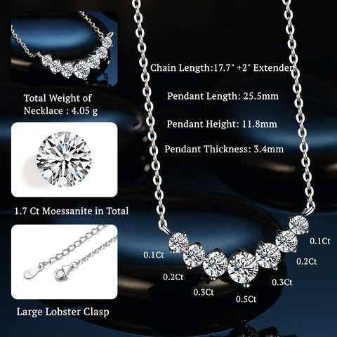 CNUGGCH Diamond Pendant Necklaces for Women, Moissanite Necklace 1.7Ct, Anniversary Birthday Gifts for Soulmate Wife, Jewelry Gift for Women Mom Girlfriend Girls Her CNUGGCH