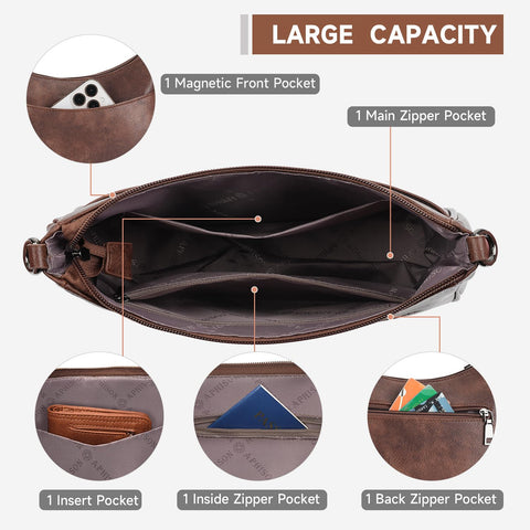 APHISON Crossbody Bags for Women Trendy, Leather Crossbody purse with Adjustable Strap, Women's Crossbody Shoulder Handbags