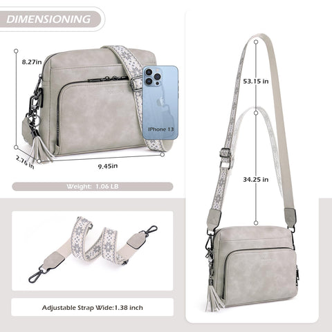 POIUGOYA Crossbody Purses for Women Trendy,Soft Leather Medium Crossbody Bag,Women's Shoulder Purse Built in Wallet & Tassel POIUGOYA