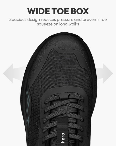 Mens Hiking Shoes for Plantar Fasciitis, Waterproof Walking Shoes for Men with Arch Support, Lightweight Mens Sneakers for Cushioned Comfort (Black, 10)