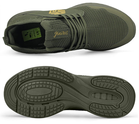 Giniros Mens Slip On Walking Shoes Non Slip Running Shoes Breathable Workout Shoes Lightweight Gym Sneakers Army Green Size 7