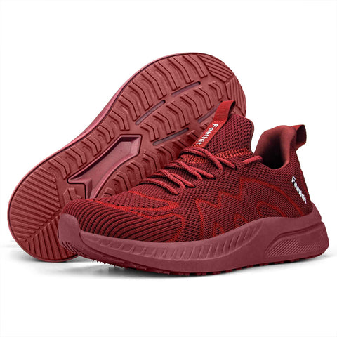 Feethit Running Shoes for Women Non Slip Walking Tennis Shoes Slip on Work Gym Fashion Sneakers Burgundy 5.5 Feethit