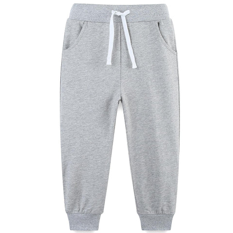 Avsead Kids Boy Sweatpants Pants,4 Pack Pull On Cotton Jogger Outfits Clothes Sweat Pant Navy/Light Gray/Black/Dark Gray Size 6-7 Years
