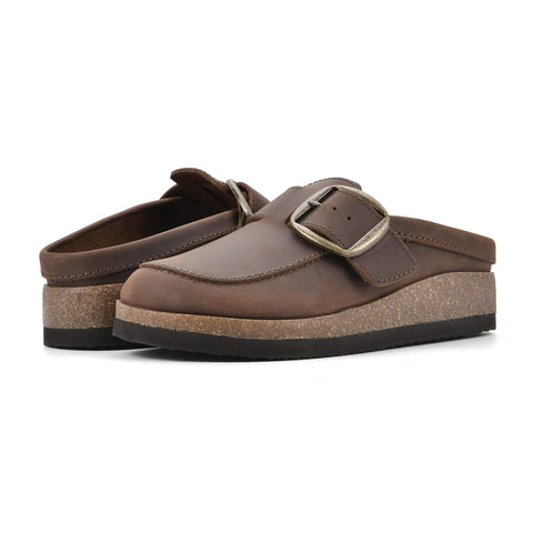 WHITE MOUNTAIN Women's Bueno Mule, Brown/Leather, 11 M