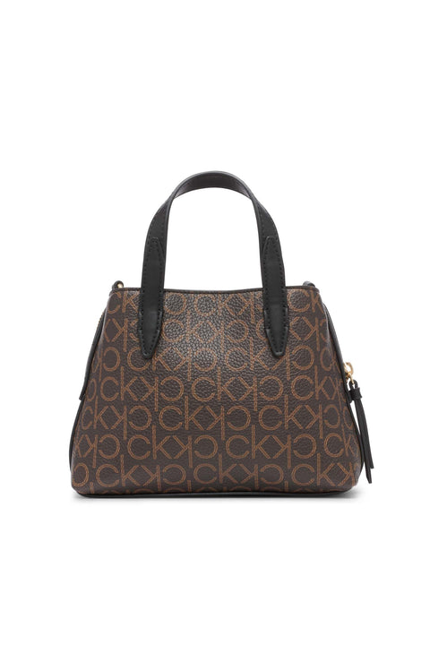 Calvin Klein Millie 2 in 1 Triple Compartment Mini Satchel Crossbody, Brown/Khaki/Black Calvin Klein