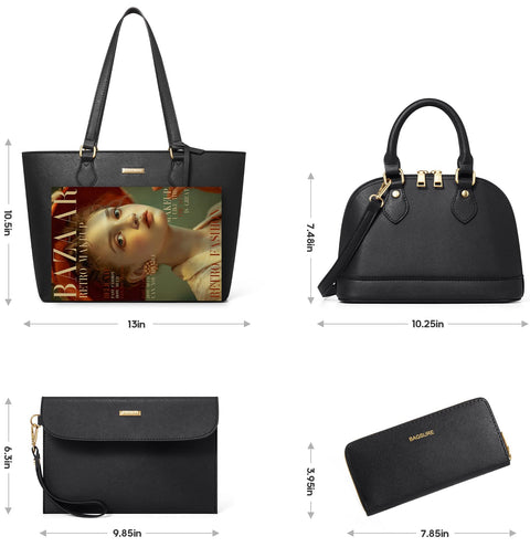 4PCS Women Fashion Handbags Purses Wallet Tote Shoulder Bags Casual Crossbody Bags, Best Valentine's Day Gift for Ladies Girls, Satchel Purse Set 4pcs Bagsure