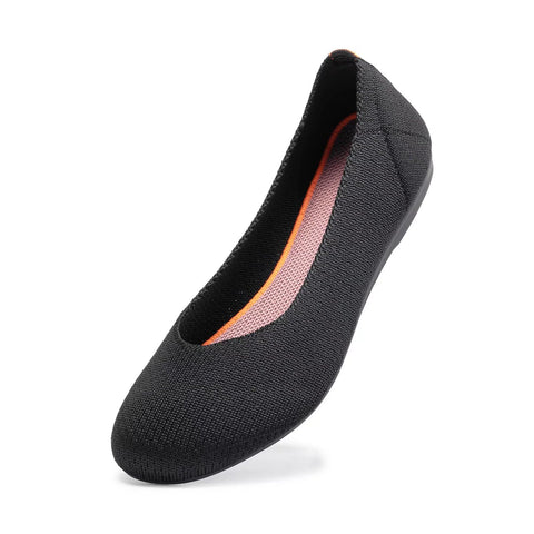 Frank Mully Women's Knit Ballet Flat Round Toe Flat Shoes Slip On Classic Low Wedge Ballerina Shoes Black, 9