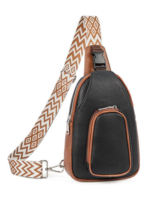 CLUCI Cross Body Bag Large Sling Bag for Women Leather Sling Backpack Fanny Pack Chest Bag for Travel Hiking CLUCI