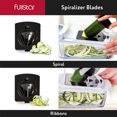 Fullstar Vegetable Chopper and Spiralizer - Food Chopper with Container, Fruit Slicer, Kitchen Gadgets & Accessories, Home Essentials (4 in 1, White) fullstar