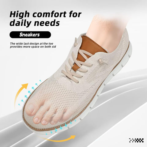 Men's Casual Dress Shoes Fashion Walking Sneakers Mesh Business Oxfords Work Lightweight Soft Sole Beige