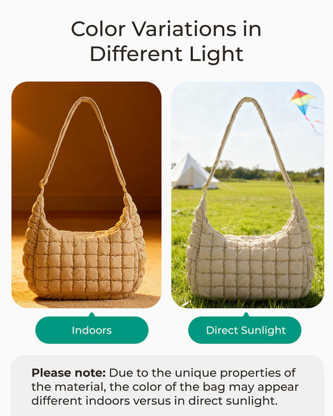 BAGSMART Crossbody Bag for Women, Quilted Puffy Hobo Purse Soft Fluffy Cute Shoulder Handbag for Daily Use, Small/Large