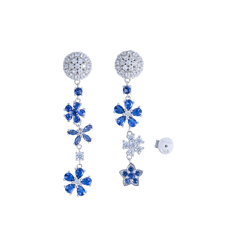 Mismatched Moissanite Earrings for Women – 102 Stones with Sapphire, Tanzanite & Cubic Zirconia – Sterling Silver Dangle Earrings – Unique Gift for Her, Graduation, Birthday, Valentine’s Day