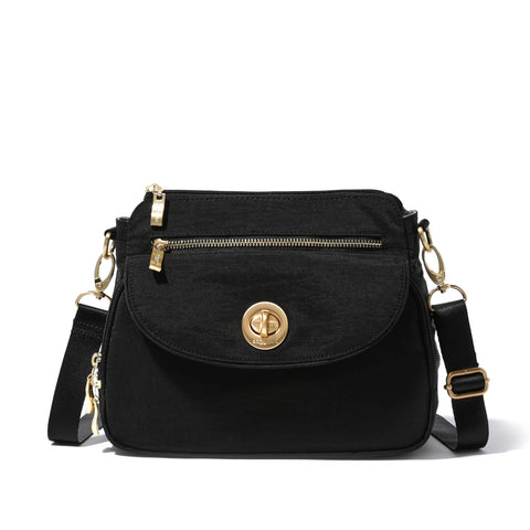 Baggallini Women's Calais Crossbody Bag, Black/Gold Hardware Baggallini