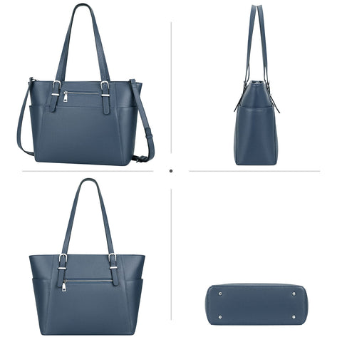 Over Earth Women Leather Handbags Genuine Leather Tote Shoulder Bag with Multi Pockets(O105E UG Indigo Blue) Over Earth