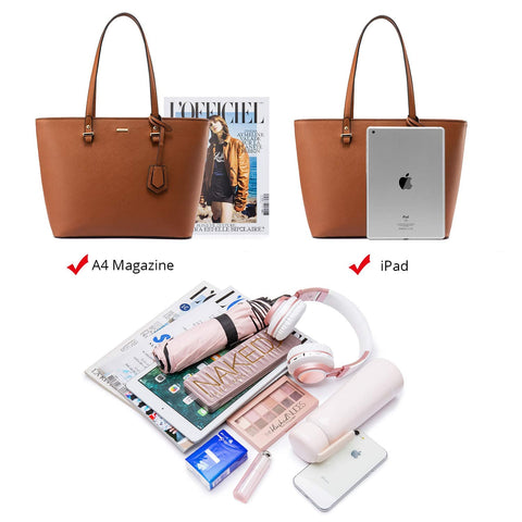 LOVEVOOK Purses for Women Classic Shoulder Tote Satchel Hobo Bags 3pcs Handbags Gift for Her Brown LOVEVOOK