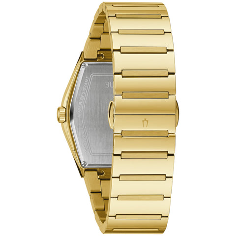 Bulova Men's Modern Gemini 3 Hand Gold Stainless Steel Watch,Black Dial, Model: 97A164 Bulova