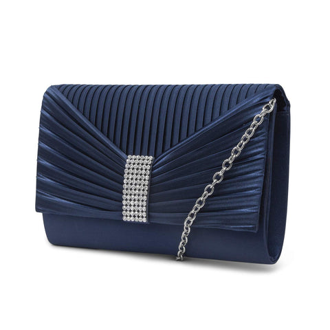 Jessica McClintock womens Alexis Pleated Flap With Rhinestones, Navy Jessica McClintock