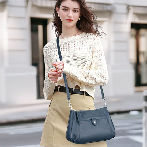 Over Earth Genuine Leather Small Hobo Crossbody Bags for Women Shoulder Purses and Handbags(O189E Indigo Blue) Over Earth