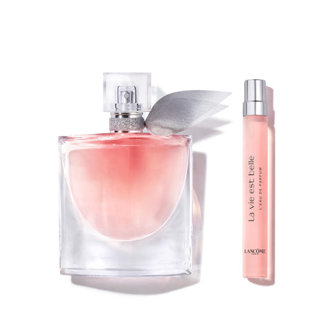 Lancôme La Vie Est Belle Eau de Parfum Women's Perfume Set - Long Lasting Fragrance with Notes of Iris, Patchouli, Warm Vanilla & Spun Sugar - Includes Full Size 1.7 Fl Oz & Travel Size .34 Fl Oz Lancôme