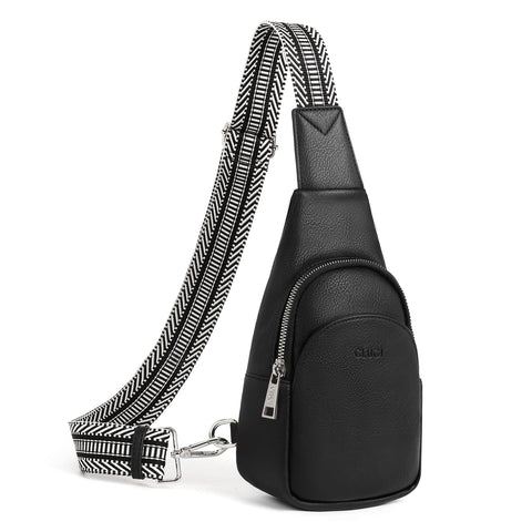 CLUCI Small Sling Bag for Women Crossbody, Faux Leather Trendy Waist Packs with Guitar Strap, Women's Fanny Packs CLUCI
