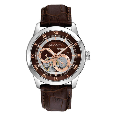Bulova Men's 42mm Sutton Automatic Watch with 24-Hour Sub Dial, Exhibition Caseback, and Luminous Hands Bulova