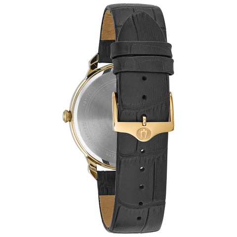 Bulova Men's Classic 3-Hand Quartz Black Leather Strap Watch, Roman Numeral Markers, 41mm Style: 97A123 Bulova