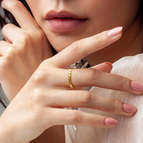 misszhi Rings 14k Gold Rings for Women Non Tarnish Stackable Rings Circular Linked Gold Rings Chunky Gold Rings Sizes 7 misszhi