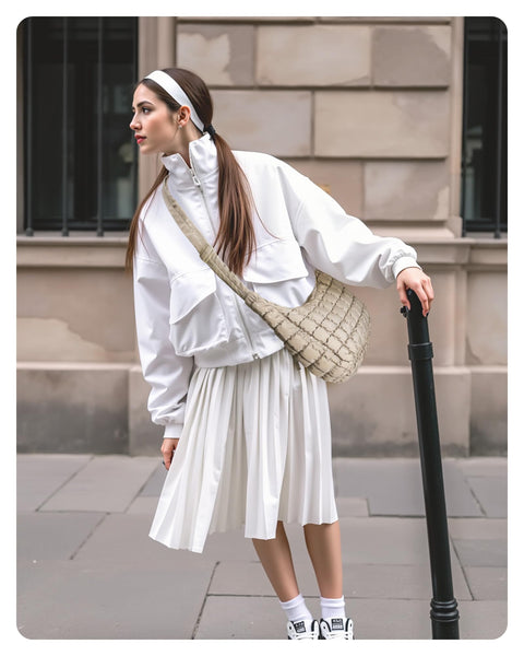 BAGSMART Crossbody Bag for Women, Quilted Puffy Hobo Purse Soft Fluffy Cute Shoulder Handbag for Daily Use, Small/Large