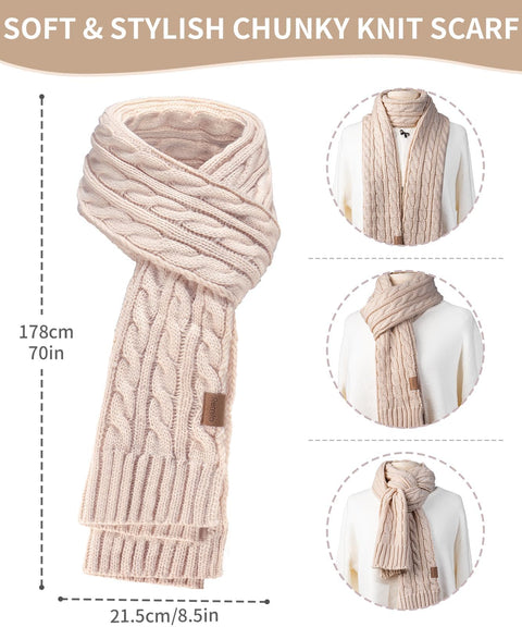 Women Beanie Hat Scarf Gloves Set, 3 PCS Winter Warm Pom Pom Beanie Hat Skull Cap Long Knit Neck Scarf & Touchscreen Gloves Set for Cold Weather, Christmas Holiday Gifts for Mom Wife Friend Sister Her Remifa