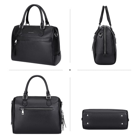 Over Earth Genuine Leather Satchel Top-Handle Handbags for Women Ladies Crossbody Bag(O207E Black) Over Earth