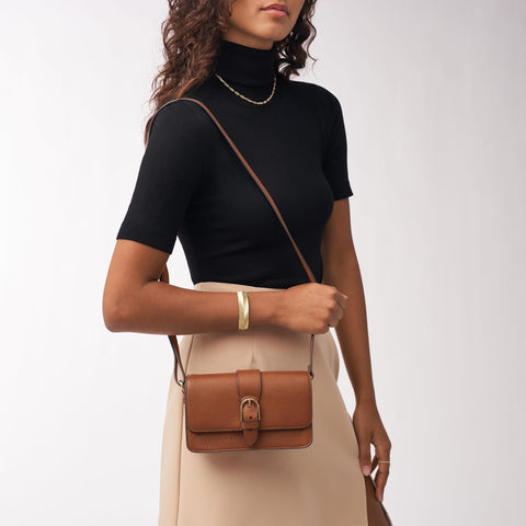 Fossil Women's Zoey Leather Small Crossbody Purse Handbag, Brown (Model: ZB1937200) Fossil
