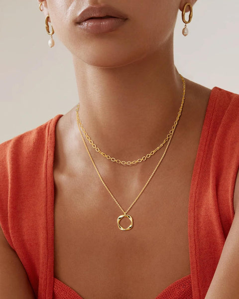 Picuzzy Layered 14K Gold Plated Choker Necklaces for Women, Stackable Stacked Stacking Layering Dainty Necklace Beach Circle Paperclip Cute Pendant Chain Necklaces Trendy Jewelry Set for Women