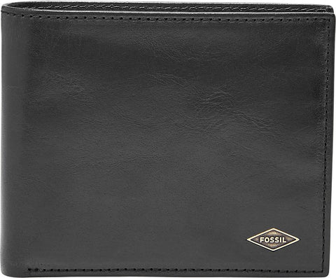 Fossil Men's Ryan Leather RFID-Blocking Bifold with Coin Pocket Wallet, Black, (Model: ML3736001) Fossil