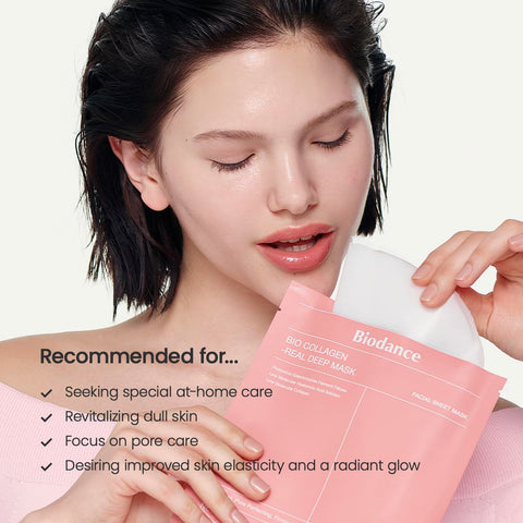 BIODANCE Bio-Collagen Real Deep Mask, Hydrating Overnight Hydrogel Mask, Pore Minimizing, Elasticity Improvement, 34g x4ea BIODANCE