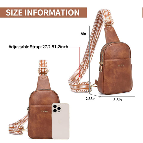 VATAN Small Sling Bag Women's Crossbody Fanny Packs Leather Crossbody Bags for Women (A-A Retro Brown) VATAN