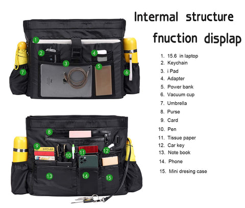 15.6 USB Laptop Tote Bag: Waterproof with 15 Pockets Large Work Bag Teacher Bag Fits 15.6 inch Laptop for women with Purse ITSCOSY