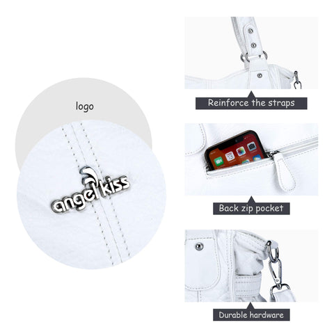 Handbag Hobo Women Shoulder Bag/Handbag Roomy Multiple Pockets Fashion PU Tote, White