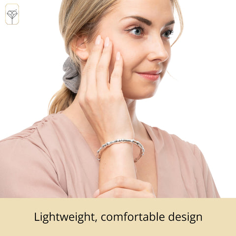 MAX + STONE Lightweight 925 Sterling Silver Bracelet for Women | 7 Inch Bamboo Bangle with Hinged Clasp | Anti-tarnishing Sterling Silver Bangle Bracelet for Women | Silver Bangles for Women MAX + STONE