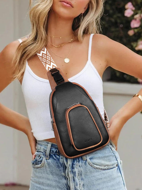 CLUCI Cross Body Bag Large Sling Bag for Women Leather Sling Backpack Fanny Pack Chest Bag for Travel Hiking CLUCI