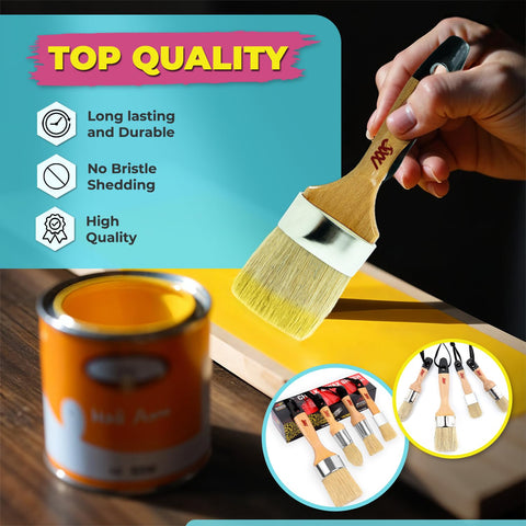 Chalk Paint Brushes Set, Pack of 2 Wax Brush - 2.5 Inches Large, Natural Bristles, Perfect for Furniture Painting, Stencils, Waxing - No Shedding, Superior Paint Pick-Up & Release MODERN ART SUPPLIES A PRODUCT OF SMARTVISION CO