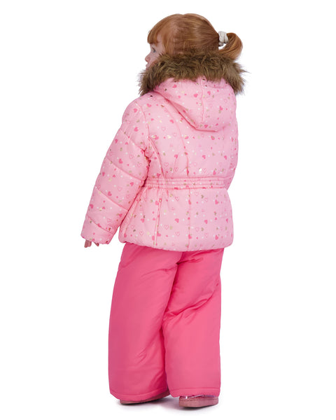 Rothschild Girls' Ski Jacket and Snowbib Snowsuit Set, Coral, 14