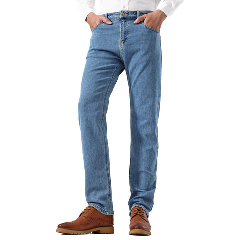 GAIAKOU baggy jeans for men slim fit plus size stretch light wash blue designer work man denim pants loose straight leg mens stretchy regular relaxed fit male carpenter elastic fashion new men's jeans