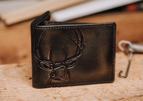 House of Jack Co. DEER Bifold Wallet for Men | Extra Capacity Two ID Windows | Full Grain Leather With Hand Burnished Finish | Multi Card Capacity | Deer Men's Wallet House of Jack Co.
