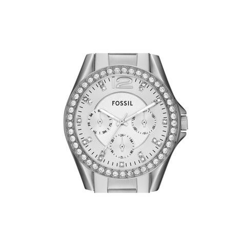Fossil Women's Riley Quartz Stainless Steel Multifunction Watch, Color: Silver Glitz (Model: ES3202) Fossil